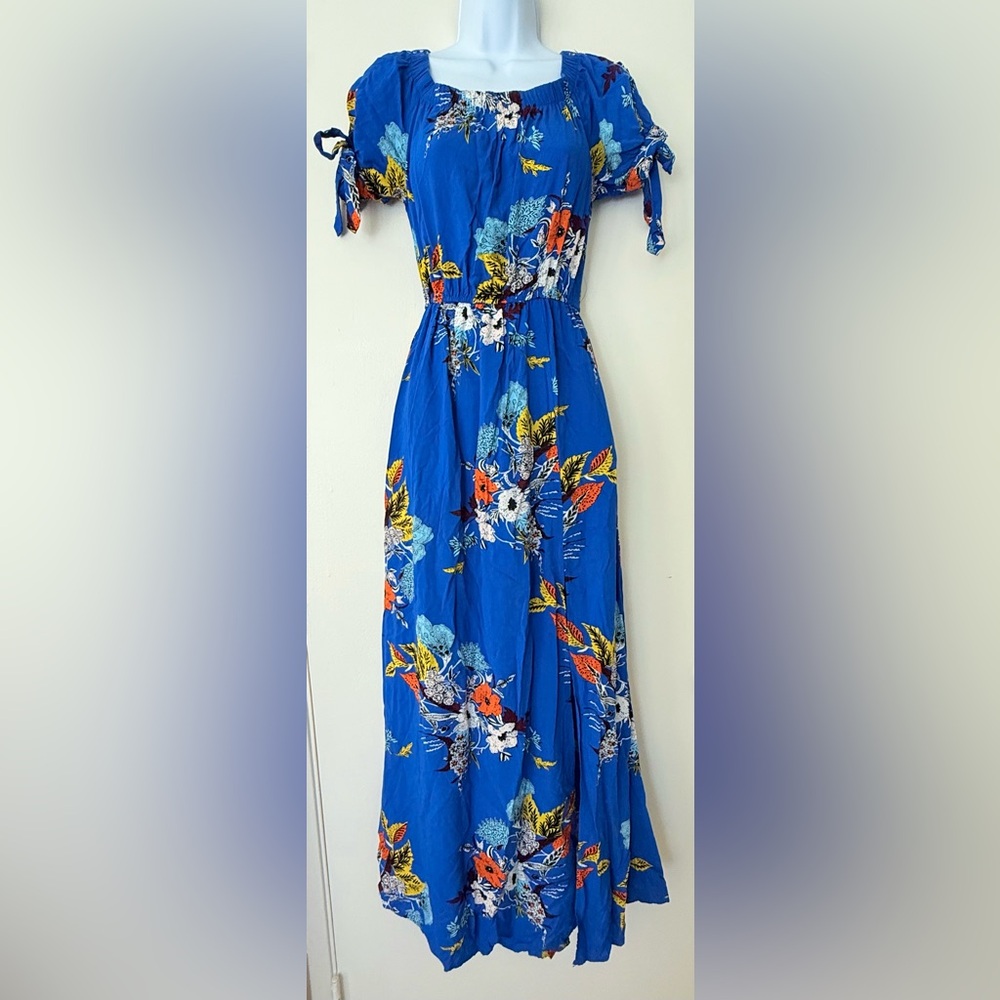 Band of Gypsies Blue Floral Maxi Skirt